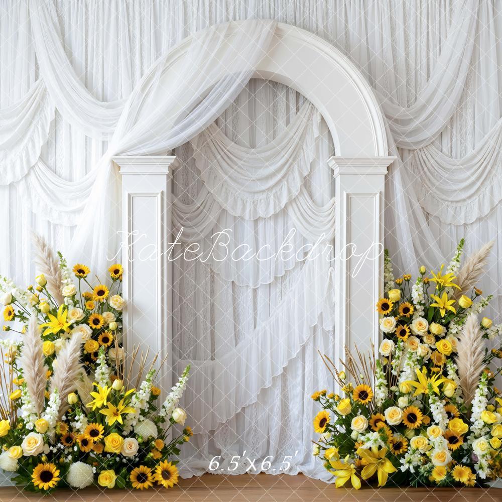 Kate White Drapes Arch Sunflowers Backdrop Designed by Mini MakeBelieve - Image 2