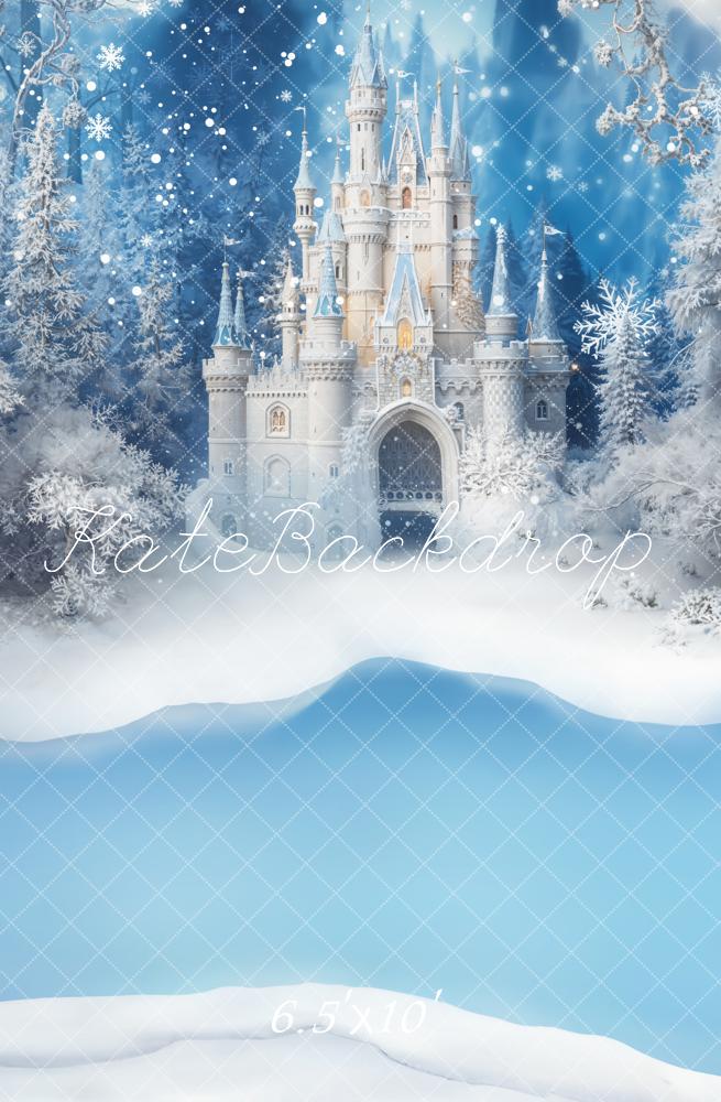 Kate Winter Castle Snowy Forest Fleece Backdrop Designed by Emetselch - Image 2