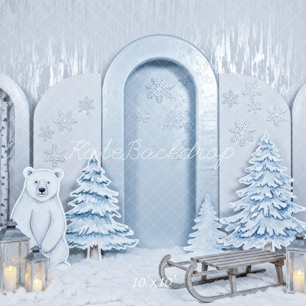 Kate Winter Polar Bear Snowy Trees Sled Backdrop Designed by Patty Robert - Image 7