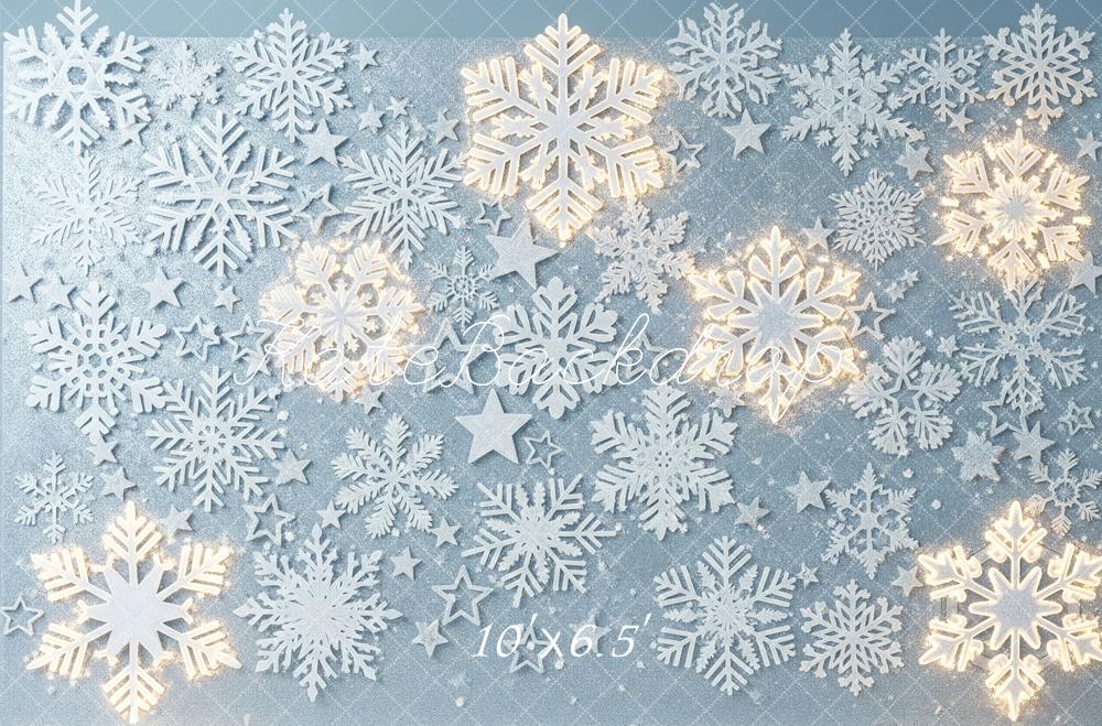 Kate Winter Snowflakes Stars Glitter Fleece Backdrop Designed by Patty Robert - Image 2