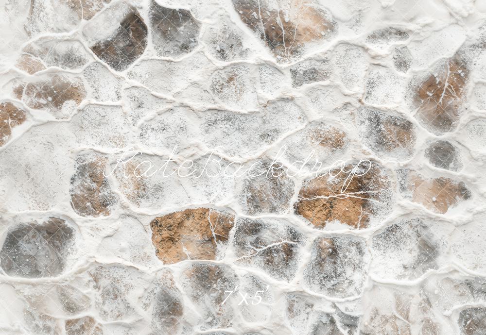 Kate Winter Vintage Cobblestone Snow Floor Backdrop Designed by Emetselch
