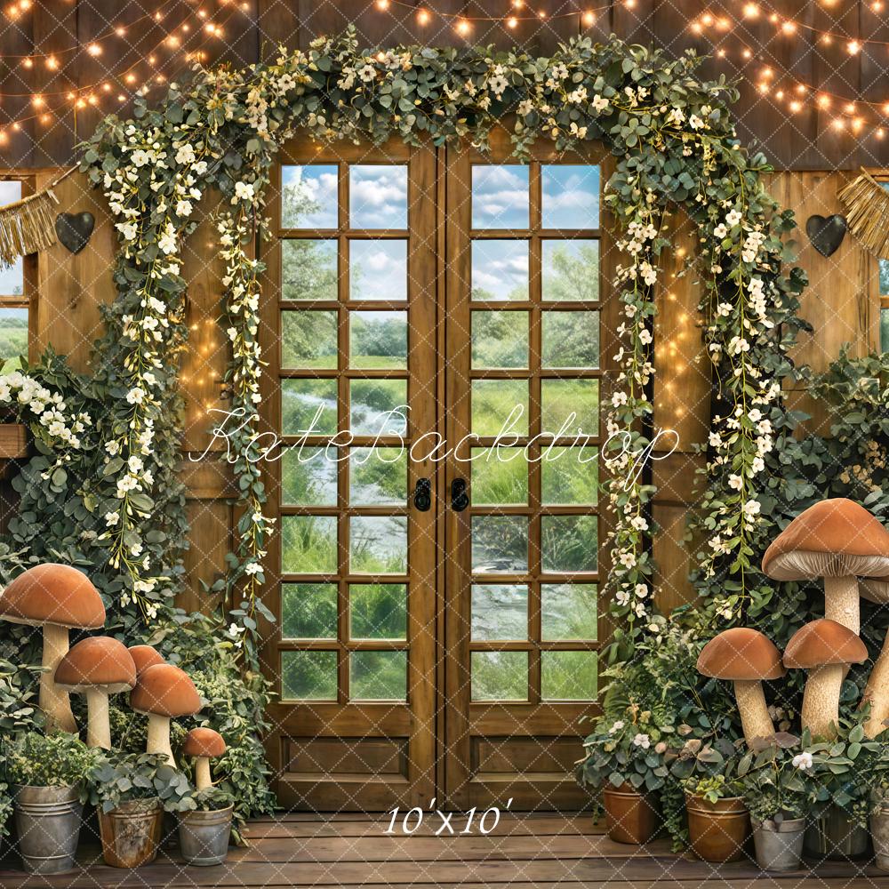 Kate Wooden Door Garland Mushrooms String Lights Backdrop Designed by Mini MakeBelieve - Image 7