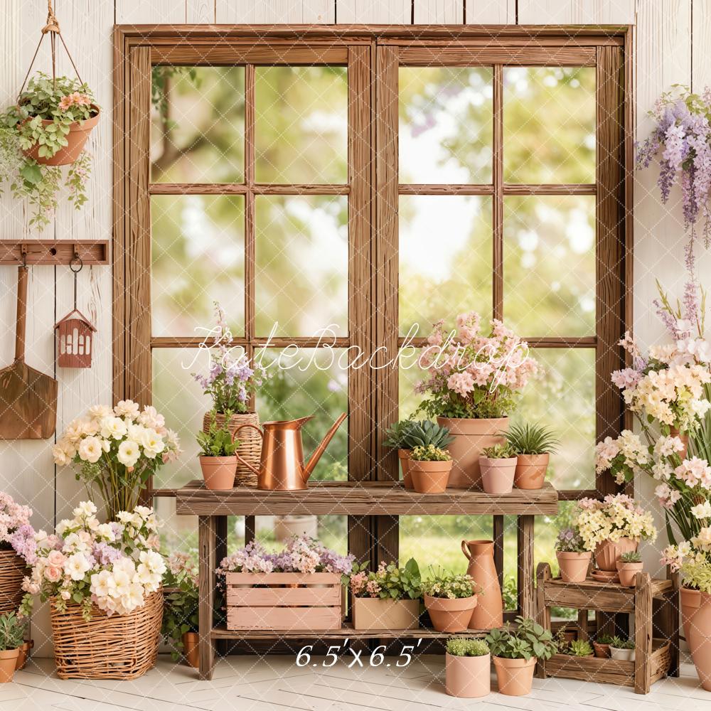Kate Wooden Window Flower Pots Rustic Backdrop Designed by Emetselch - Image 2