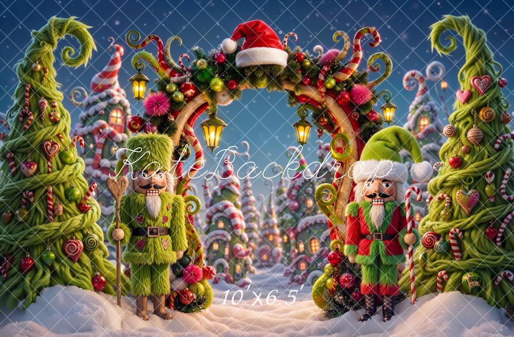 Kate Christmas Archway Nutcrackers Candy Trees Backdrop Designed by Emetselch - Image 4