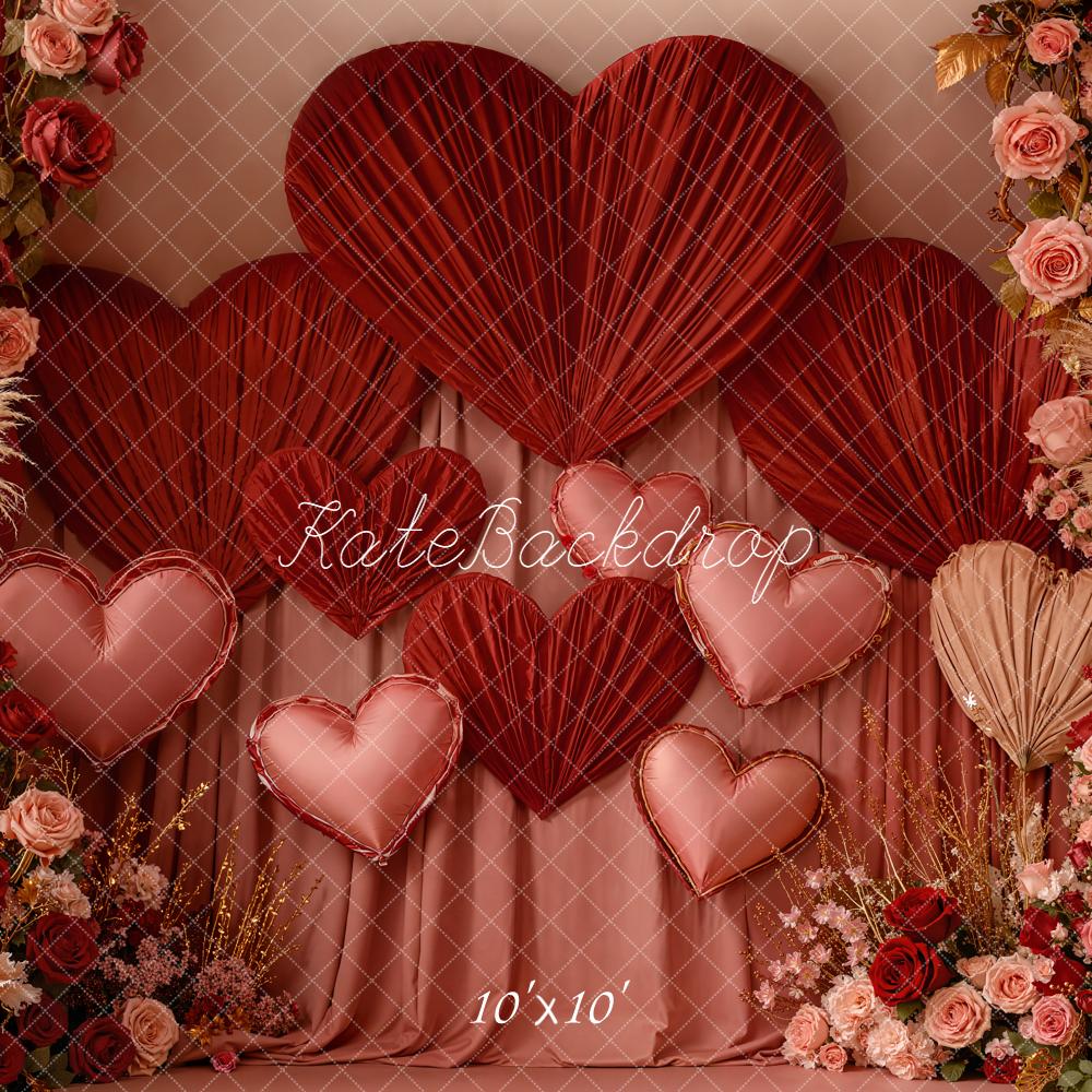 Kate Valentine Hearts Floral Arrangement Red Curtains Backdrop Designed by Emetselch - Image 7