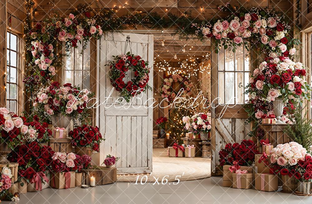 On Sale Kate Valentine Rose Garland Rustic Doors Gift Backdrop Designed by Emetselch - Image 4
