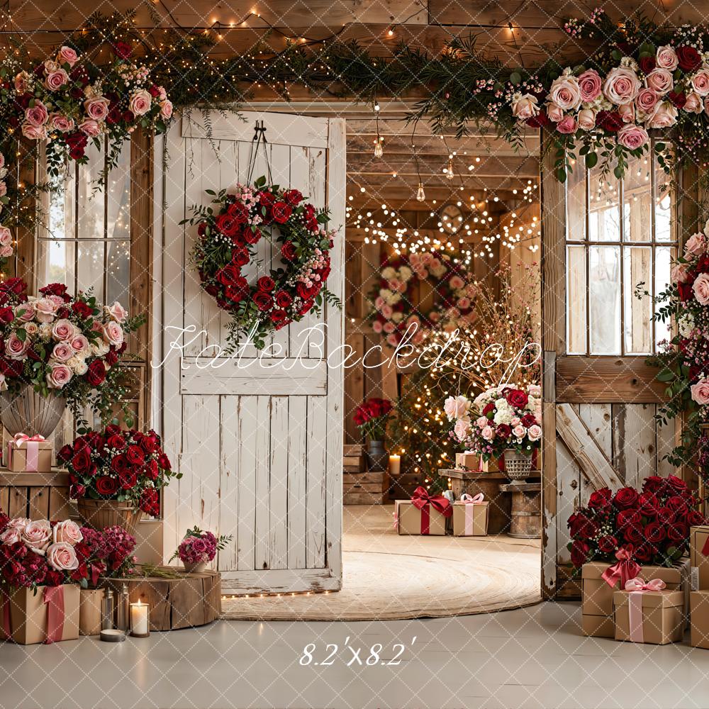 On Sale Kate Valentine Rose Garland Rustic Doors Gift Backdrop Designed by Emetselch - Image 5