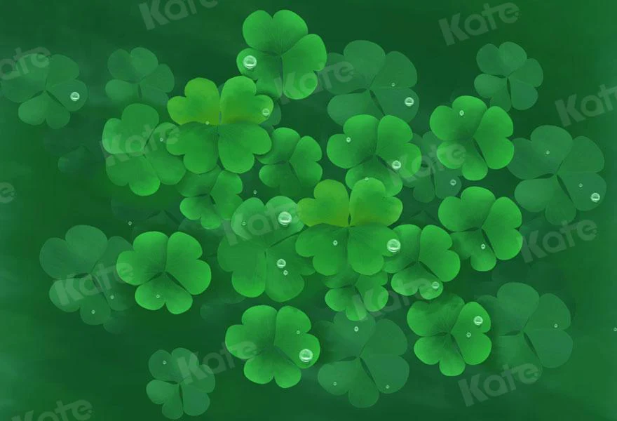 Kate St. Patrick's Day Green Clovers Lucky Backdrop for Photography - Image 2