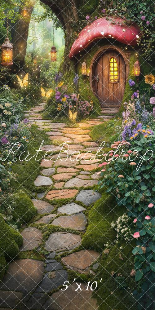 Kate Sweep Fairy Fantasy Mushroom House Stone Path Backdrop Designed by Chain Photography